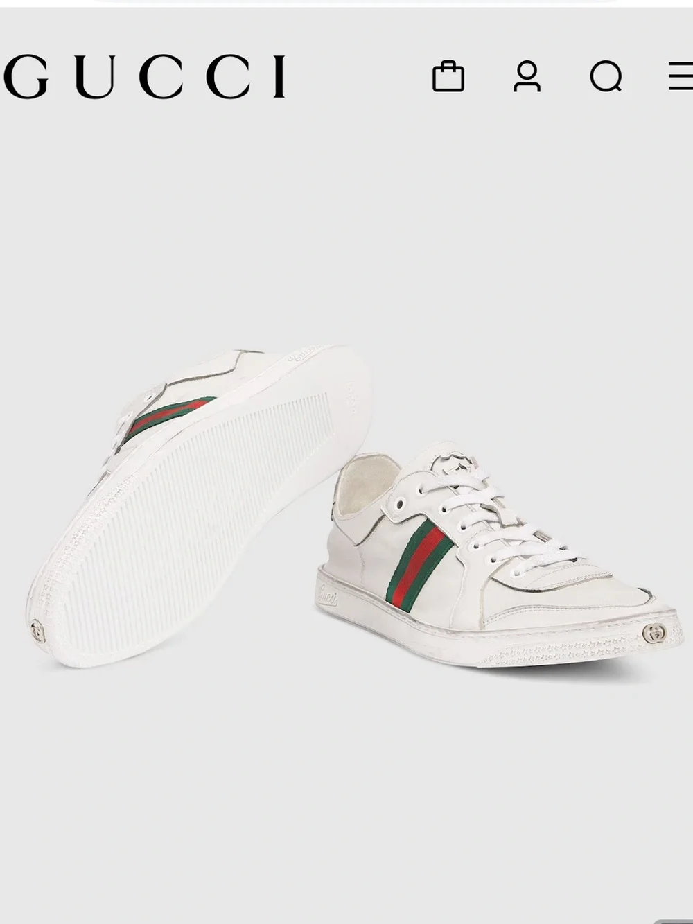Gucci Men's Stretch low-top sneaker $980 white leather size 12 gently used